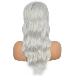 Long Grey Mullet Wig for Women with Bangs 90s 80s Wigs Natural Looking Synthetic Wig With Bangs for Women Wig Halloween Wigs