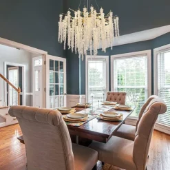 Long Hanging Rattan Crystal Chandelier 6 lamps 23.5 in/ 8 lamps 31.2 in G9 Modern Gold Chandelier Lighting Branches Restaurant Chandelier Hanging Lamps AC85-265V