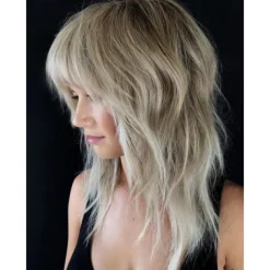 Long Layered Wigs Flattering Hairstyle Wigs Shiny Blonde Wigs with Deep Roots Wigs for Caucasian Women For Daily Party Christmas Party Wigs