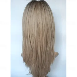 Long Layered Wigs Flattering Hairstyle Wigs Shiny Blonde Wigs with Deep Roots Wigs for Caucasian Women For Daily Party Christmas Party Wigs