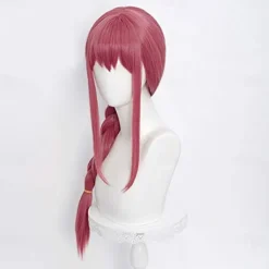 Long Pink Braids Wig for Makima Cosplay Anime Braided Wig with Bangs for Chainsaw Man Party Hair Wig Halloween Wigs