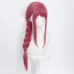 Long Pink Braids Wig for Makima Cosplay Anime Braided Wig with Bangs for Chainsaw Man Party Hair Wig Halloween Wigs
