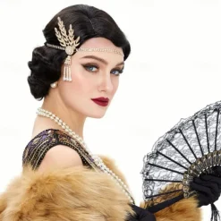 Long 1920s Wig Finger Wave Wig Curly Short Wig Vintage Wigs for Women Lady Synthetic Heat Resistant Full Wigs Cosplay Costume Fancy Dress With Wig Cap Halloween Wigs