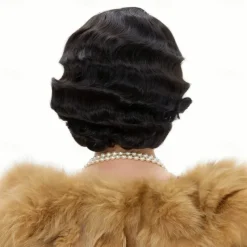 Long 1920s Wig Finger Wave Wig Curly Short Wig Vintage Wigs for Women Lady Synthetic Heat Resistant Full Wigs Cosplay Costume Fancy Dress With Wig Cap Halloween Wigs