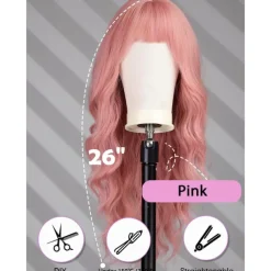 Long Wigs for Women,Synthetic Wavy Hair Wig with Bangs Halloween Cosplay Party Wigs