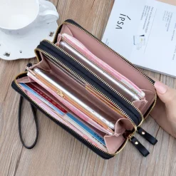 Long Women's Wallet Female Purses Tassel Coin Purse Card Holder Wallets Double Zipper Pu Leather Clutch Luxury Money Phone Bag