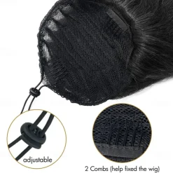 Long Yaki Straight Drawstring Pony Tail Hair Attachments for Women Black Kinky Straight Up Down Ponytail Bun Extension 20 inch Clip in