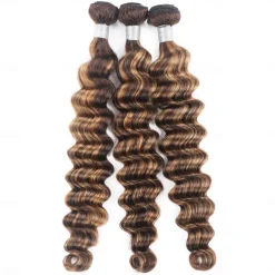 Loose Deep 3&1 Bundles With Closure Highlight P4/27# Human Hair Weaving With 4*4 Closures Pre-colored Brazilian Hair Extension