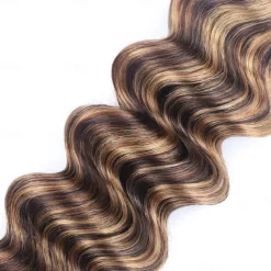 Loose Deep 3&1 Bundles With Closure Highlight P4/27# Human Hair Weaving With 4*4 Closures Pre-colored Brazilian Hair Extension