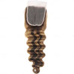 Loose Deep 3&1 Bundles With Closure Highlight P4/27# Human Hair Weaving With 4*4 Closures Pre-colored Brazilian Hair Extension