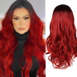 Love Ombre Bluish Green Wigs Long Curly Wavy Teal Blue Side Part Wig 2 Tones Dark Roots Synthetic Daily Party Cosplay Wigs for Women Halloween Wigs