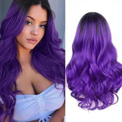 Love Ombre Bluish Green Wigs Long Curly Wavy Teal Blue Side Part Wig 2 Tones Dark Roots Synthetic Daily Party Cosplay Wigs for Women Halloween Wigs