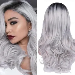 Love Ombre Bluish Green Wigs Long Curly Wavy Teal Blue Side Part Wig 2 Tones Dark Roots Synthetic Daily Party Cosplay Wigs for Women Halloween Wigs