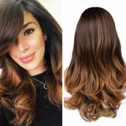 Love Ombre Bluish Green Wigs Long Curly Wavy Teal Blue Side Part Wig 2 Tones Dark Roots Synthetic Daily Party Cosplay Wigs for Women Halloween Wigs