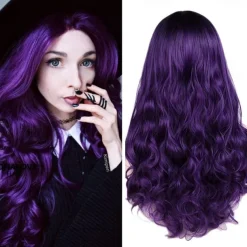 Love Ombre Bluish Green Wigs Long Curly Wavy Teal Blue Side Part Wig 2 Tones Dark Roots Synthetic Daily Party Cosplay Wigs for Women Halloween Wigs