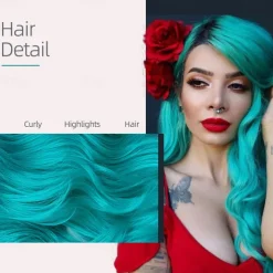 Love Ombre Bluish Green Wigs Long Curly Wavy Teal Blue Side Part Wig 2 Tones Dark Roots Synthetic Daily Party Cosplay Wigs for Women Halloween Wigs