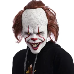 Luminescent Stephen King's It Mask Pennywise Horror Clown Joker Mask Clown Mask Festival Cosplay Costume Props(7.8"*9.8"*9.8") for Halloween