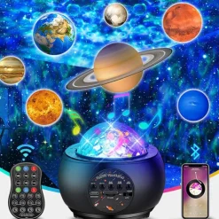 Luminous10 Planets Light Galaxy Picture Space, LED Galaxy Projector Light Music Nebula Projector Multi-function Planet Starlight for Living Room Ceiling Night Light Atmosphere Bedroom Decoration