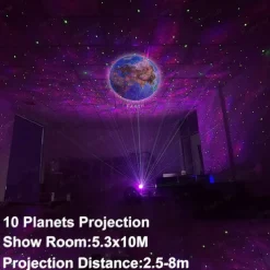 Luminous10 Planets Light Galaxy Picture Space, LED Galaxy Projector Light Music Nebula Projector Multi-function Planet Starlight for Living Room Ceiling Night Light Atmosphere Bedroom Decoration