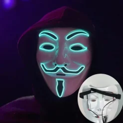 Luminous V-Shaped Cold Light Led Plastic Vendetta Four-Color Mask Halloween Horror Masquerade Party Props