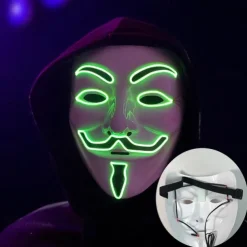 Luminous V-Shaped Cold Light Led Plastic Vendetta Four-Color Mask Halloween Horror Masquerade Party Props