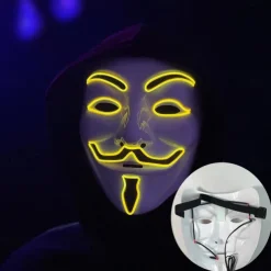 Luminous V-Shaped Cold Light Led Plastic Vendetta Four-Color Mask Halloween Horror Masquerade Party Props