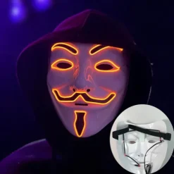 Luminous V-Shaped Cold Light Led Plastic Vendetta Four-Color Mask Halloween Horror Masquerade Party Props