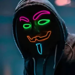 Luminous V-Shaped Cold Light Led Plastic Vendetta Four-Color Mask Halloween Horror Masquerade Party Props