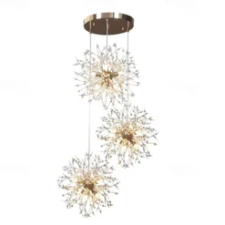 Luxury Crystal Chandeliers Cluster DesignSputnik Chandelier Ceiling Fixture Gold Pendant Light for Dining Room, Kitchen, Living Room, Restaurant(Gold, 18/36-Light) 110-240V