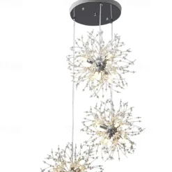 Luxury Crystal Chandeliers Cluster DesignSputnik Chandelier Ceiling Fixture Gold Pendant Light for Dining Room, Kitchen, Living Room, Restaurant(Gold, 18/36-Light) 110-240V