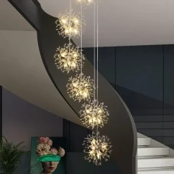 Luxury Crystal Chandeliers Cluster DesignSputnik Chandelier Ceiling Fixture Gold Pendant Light for Dining Room, Kitchen, Living Room, Restaurant(Gold, 18/36-Light) 110-240V