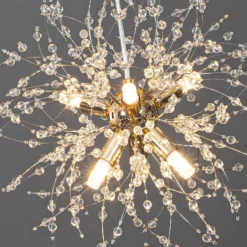 Luxury Crystal Chandeliers Cluster DesignSputnik Chandelier Ceiling Fixture Gold Pendant Light for Dining Room, Kitchen, Living Room, Restaurant(Gold, 18/36-Light) 110-240V