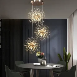 Luxury Crystal Chandeliers Cluster DesignSputnik Chandelier Ceiling Fixture Gold Pendant Light for Dining Room, Kitchen, Living Room, Restaurant(Gold, 18/36-Light) 110-240V