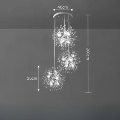 Luxury Crystal Chandeliers Cluster DesignSputnik Chandelier Ceiling Fixture Gold Pendant Light for Dining Room, Kitchen, Living Room, Restaurant(Gold, 18/36-Light) 110-240V