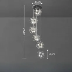 Luxury Crystal Chandeliers Cluster DesignSputnik Chandelier Ceiling Fixture Gold Pendant Light for Dining Room, Kitchen, Living Room, Restaurant(Gold, 18/36-Light) 110-240V