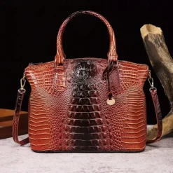 Luxury Metallic Crocodile Embossed Handbag – Shiny Blue and Green Faux Leather Tote with Top Handle and Shoulder Strap for Women, Perfect for Parties and Special Events
