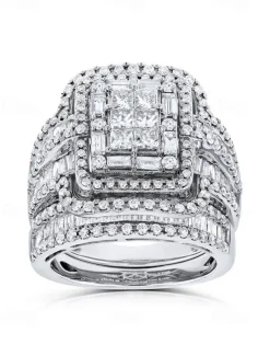 Luxury Square-Cut Simulated Diamond Ring with Multi-Layer Design – Statement Jewelry for Women, Perfect for Weddings, Engagements, and Special Occasions