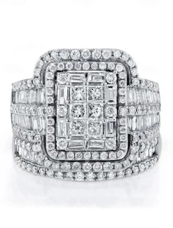 Luxury Square-Cut Simulated Diamond Ring with Multi-Layer Design – Statement Jewelry for Women, Perfect for Weddings, Engagements, and Special Occasions