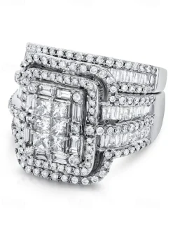 Luxury Square-Cut Simulated Diamond Ring with Multi-Layer Design – Statement Jewelry for Women, Perfect for Weddings, Engagements, and Special Occasions