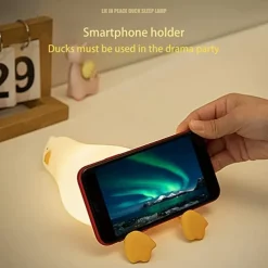 Lying Flat Duck Night Light, LED Squishy Duck Lamp, Cute Light Up Duck, Silicone Dimmable Nursery Nightlight, Rechargeable Bedside Touch Lamp for Breastfeeding