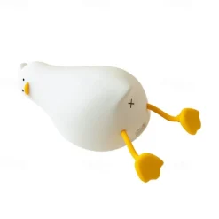 Lying Flat Duck Night Light, LED Squishy Duck Lamp, Cute Light Up Duck, Silicone Dimmable Nursery Nightlight, Rechargeable Bedside Touch Lamp for Breastfeeding