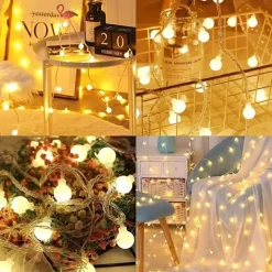 10M 80 LED Globe String Lights Battery Powered, Outdoor String Lights for Christmas, Party, Garden & Holiday Decor