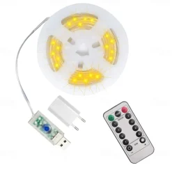 5M 50 LED Waterproof String Lights, Warm White with 13-Key Remote Control, USB Powered String Lights Configurable US/EU/UK Plug for Christmas Outdoor Party Decor