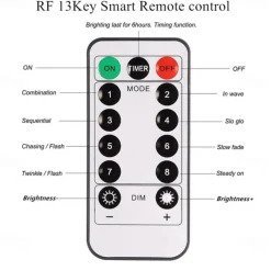 5M 50 LED Waterproof String Lights, Warm White with 13-Key Remote Control, USB Powered String Lights Configurable US/EU/UK Plug for Christmas Outdoor Party Decor