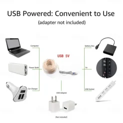 5M 50 LED Waterproof String Lights, Warm White with 13-Key Remote Control, USB Powered String Lights Configurable US/EU/UK Plug for Christmas Outdoor Party Decor