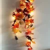 1.7M 20 LEDs Fall Maple Leaf Rattan LED String Lights, Thanksgiving Harvest Autumn Festival Decorative Lights (Battery Not Included) for Halloween Holiday Party, Garden 2/5pcs