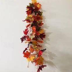 1.7M 20 LEDs Fall Maple Leaf Rattan LED String Lights, Thanksgiving Harvest Autumn Festival Decorative Lights (Battery Not Included) for Halloween Holiday Party, Garden 2/5pcs