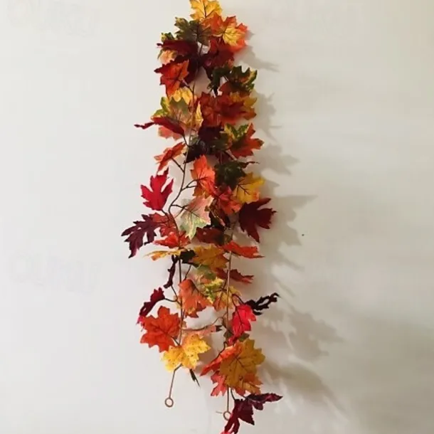 1.7M 20 LEDs Fall Maple Leaf Rattan LED String Lights, Thanksgiving Harvest Autumn Festival Decorative Lights (Battery Not Included) for Halloween Holiday Party, Garden 2/5pcs