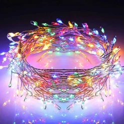 2m 200 LEDs Firecracker Lamp String Lights - Warm White & White Waterproof Outdoor Christmas Garden Lights with 6V 1A Power Adapter for Christmas Holiday Parties