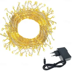 2m 200 LEDs Firecracker Lamp String Lights - Warm White & White Waterproof Outdoor Christmas Garden Lights with 6V 1A Power Adapter for Christmas Holiday Parties